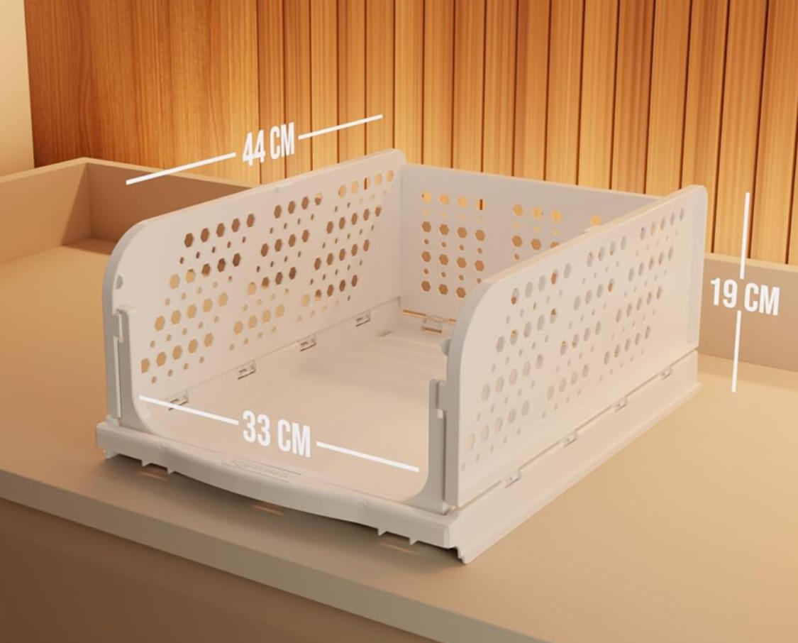 Lazy Bear Stackable Foldable Storage Baskets – Multi-Layer Organizer (1, 2 & 3 Tier Options)