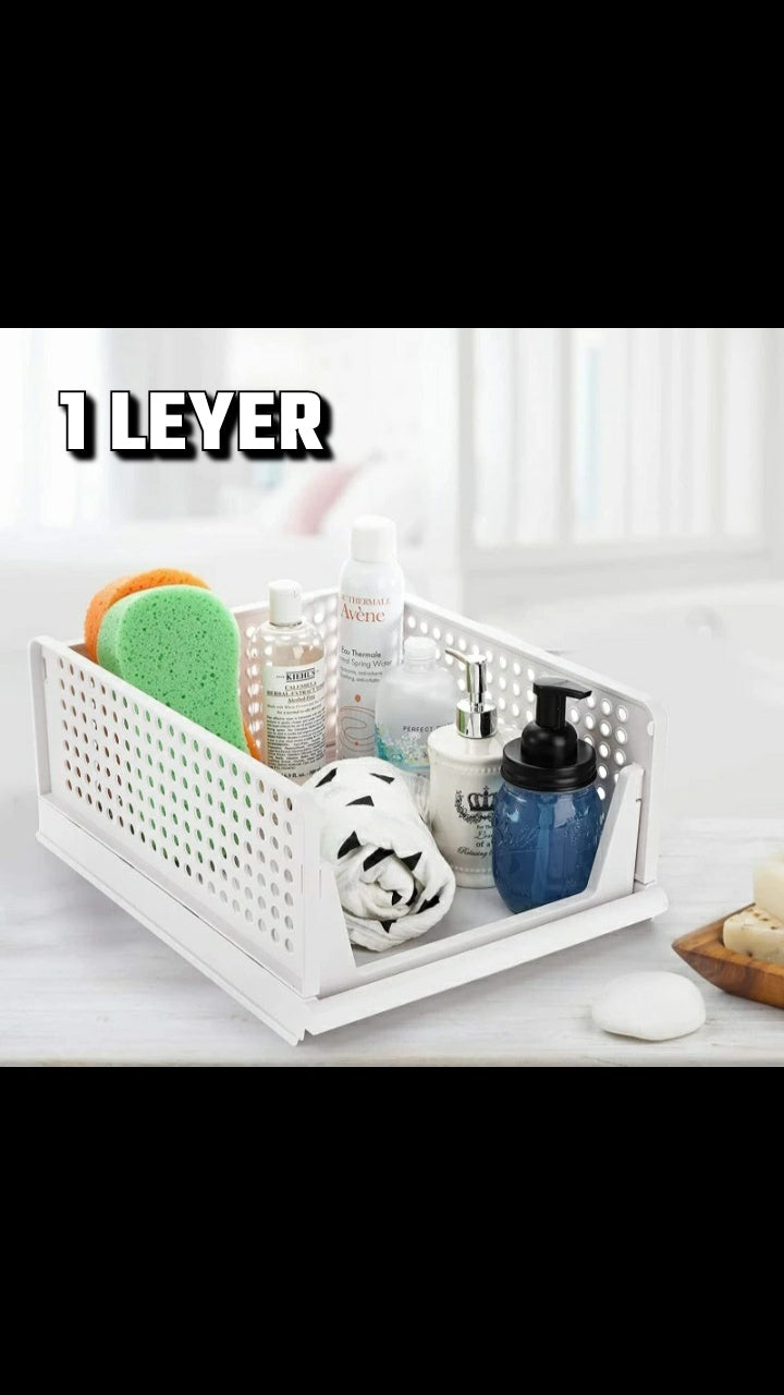 Lazy Bear Stackable Foldable Storage Baskets – Multi-Layer Organizer (1, 2 & 3 Tier Options)