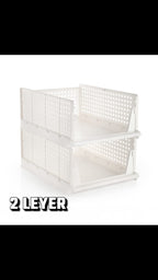 Lazy Bear Stackable Foldable Storage Baskets – Multi-Layer Organizer (1, 2 & 3 Tier Options)