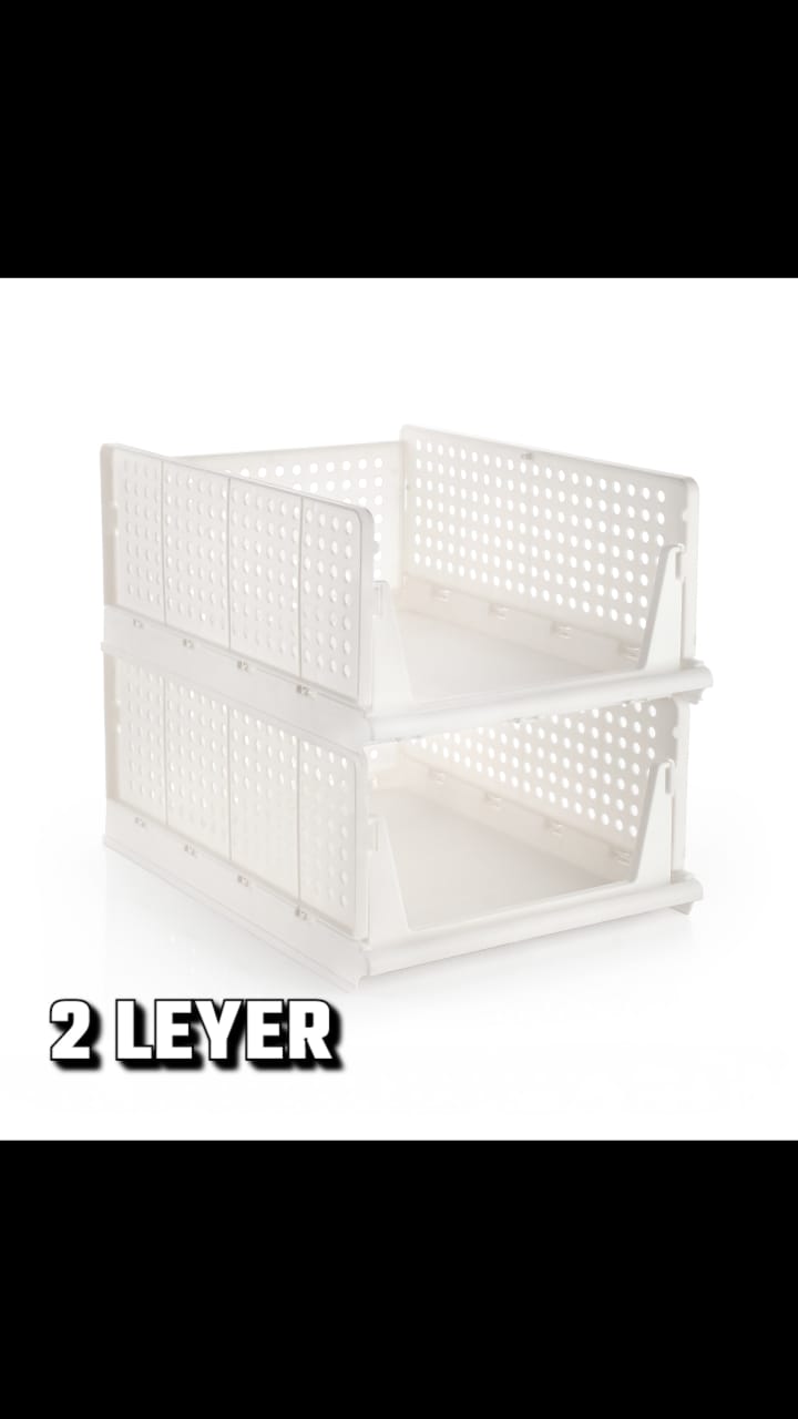 Lazy Bear Stackable Foldable Storage Baskets – Multi-Layer Organizer (1, 2 & 3 Tier Options)