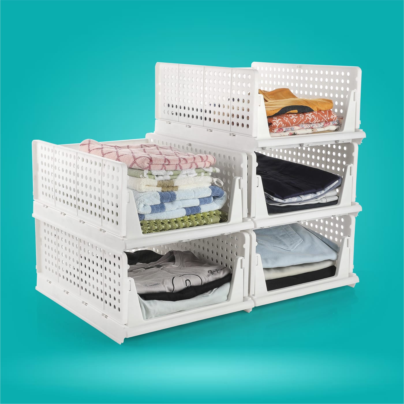 Lazy Bear Stackable Foldable Storage Baskets – Multi-Layer Organizer (1, 2 & 3 Tier Options)